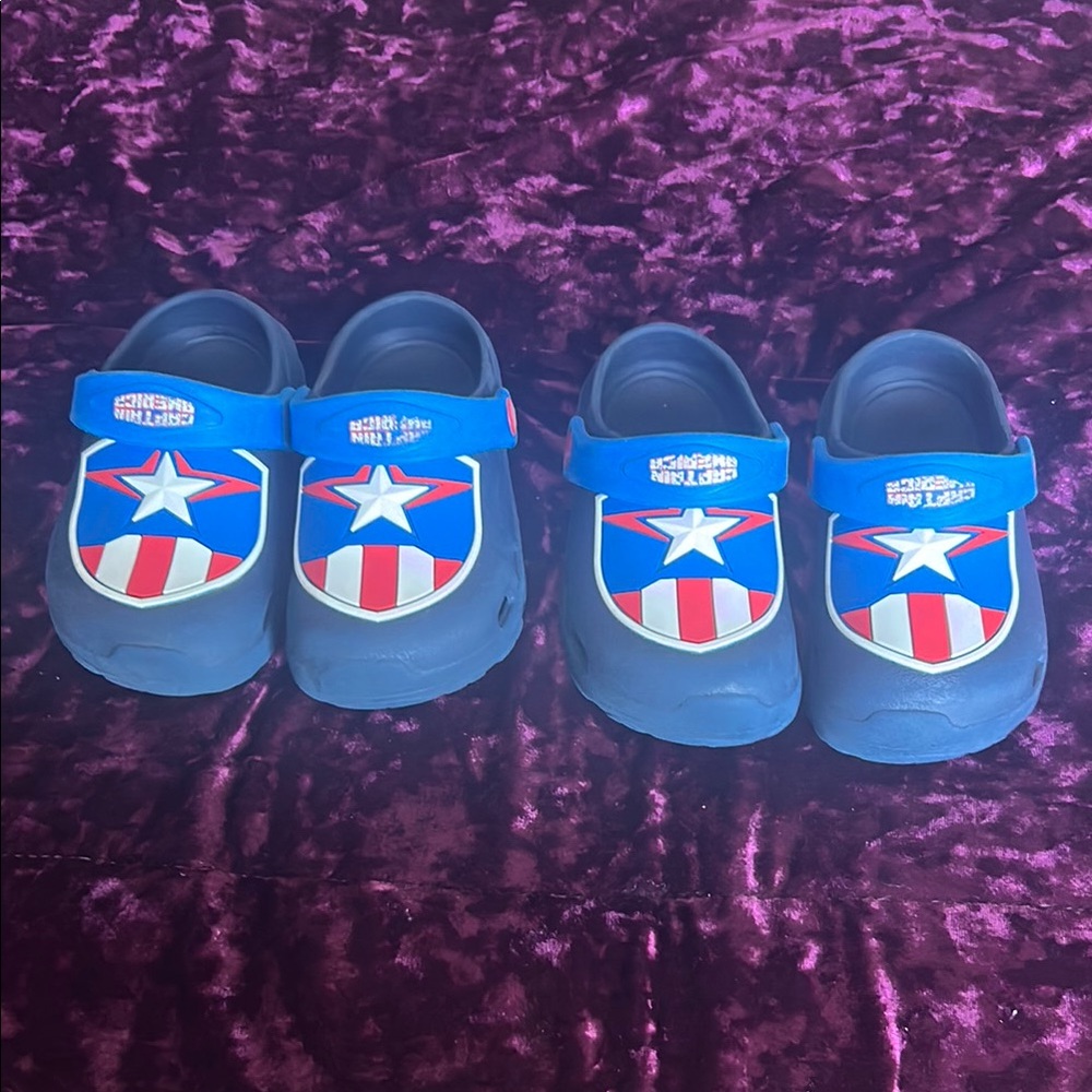 Kids Blue Captain Shield Slip-On Sandals